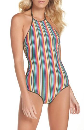 Women's Diane Von Furstenberg Halter One-piece Swimsuit, Size - Black