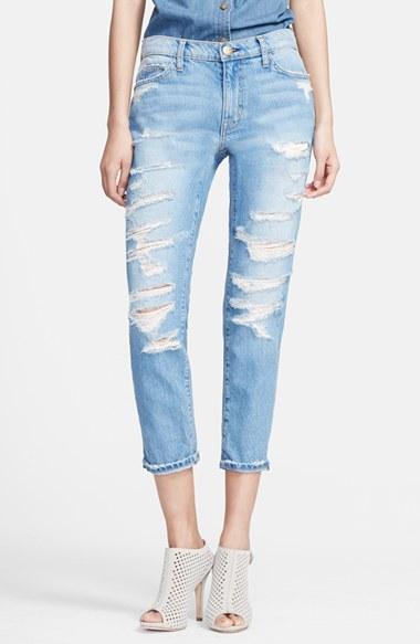 Current/elliott 'the Fling' Destroyed Crop Jeans (tattered) Womens Tattered