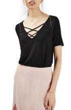 Women's Topshop Cross Neck Tee Us (fits Like 0) - Black