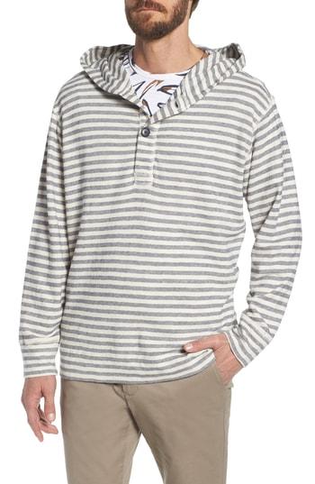 Men's Bonobos Stripe Poncho Hoodie - White