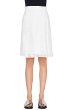 Women's Akris Punto Dot Design Flounce Hem Skirt - White