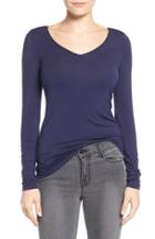 Petite Women's Halogen Double V-neck Tee P - Blue