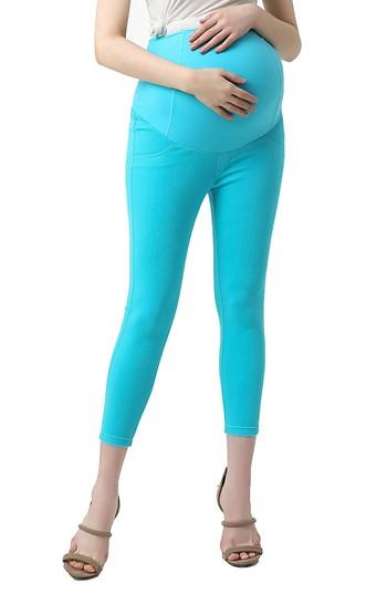 Women's Kimi And Kai Tia Cropped Denim Maternity Leggings - Blue