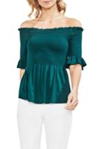 Women's Vince Camuto Off The Shoulder Smocked Top, Size - Green
