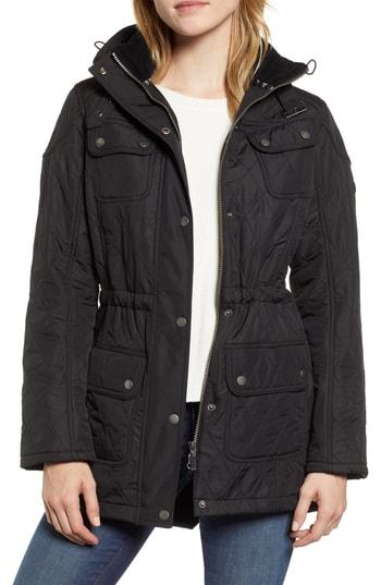 Women's Barbour 'arrow' Quilted Anorak Us / 10 Uk - Black