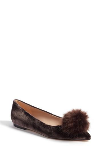 Women's Sam Edelman Raddie Faux Fur Pompom Flat .5 M - Grey