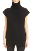 Women's Alexander Mcqueen Split Back Wool & Cashmere Turtleneck Sweater - Black