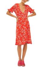 Women's Topshop Disty Ruffle Wrap Dress Us (fits Like 0) - Red