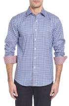 Men's Bugatchi Slim Fit Check Sport Shirt, Size - Blue