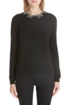 Women's Valentino Embellished Butterfly Neck Wool & Cashmere Sweater - Black