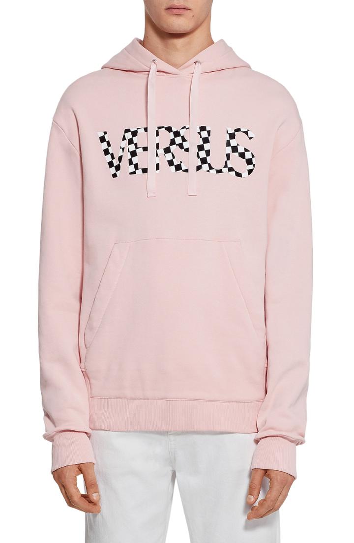 Men's Versus Versace Check Logo Hoodie - Pink