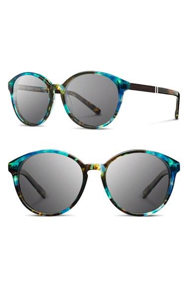 Women's Shwood 'bailey' 53mm Round Sunglasses - Blue Opal/ Ebony/ Grey