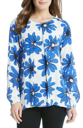 Women's Karen Kane Daisy Print Handkerchief Top - Blue