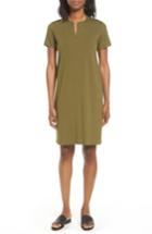 Women's Eileen Fisher Mandarin Collar T-shirt Dress - Green