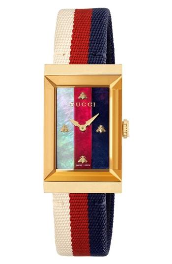 Women's Gucci G-frame Nylon Strap Watch, 21mm X 34mm
