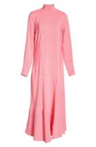 Women's Ganni Seersucker Silk Blend Dress Us / 40 Eu - Pink