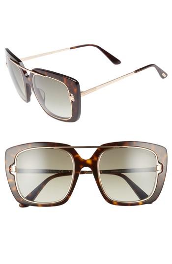 Women's Tom Ford Marissa 52mm Sunglasses - Dark Havana/ Gradient Green