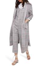 Women's Topshop Check Duster Jacket Us (fits Like 0) - Grey