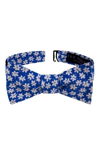 Men's Ted Baker London Blue Bells Floral Linen & Silk Bow Tie, Size - Blue