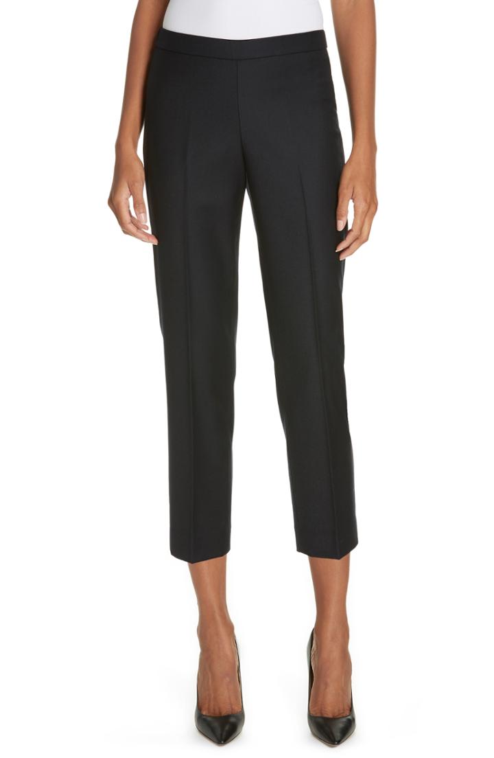 Women's Theory Crop Wool Pants - Black