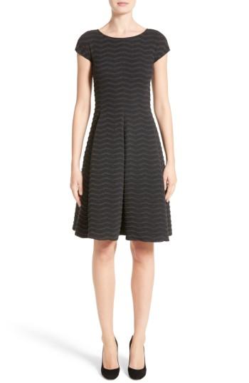 Women's Armani Collezioni Embossed Jacquard Jersey A-line Dress Us / 40 It - Grey