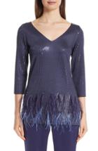 Women's St. John Collection Milano Knit Feather Hem Tunic, Size X-petite - Purple