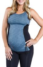 Women's Cozy Orange 'asana' Athletic Maternity Tank - Blue