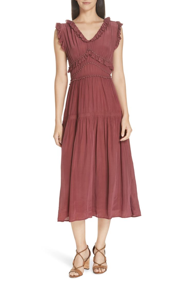 Women's Sea Hemmingway Ruffle Midi Dress - Purple
