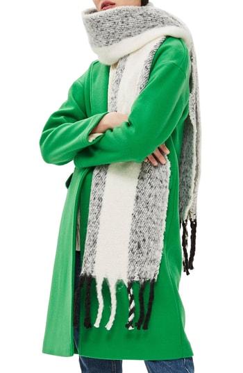 Women's Topshop Heavy Humbug Stripe Scarf, Size - Black
