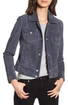 Women's Andrew Marc Tumbled Suede Trucker Jacket - Blue
