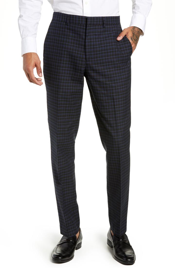 Men's Topman Alsager Slim Fit Check Suit Pants X 32 - Grey