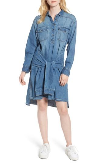 Women's Current/elliott The Twist High/low Denim Shirtdress