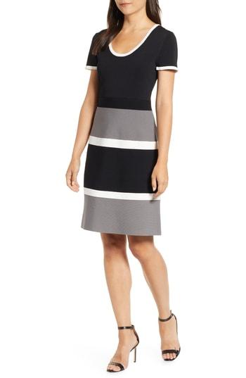 Women's Anne Klein Colorblock A-line Knit Dress, Size - Black