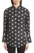 Women's Equipment Rossi Button Detail Star Print Silk Shirt - Black