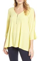 Women's Chaus Cold Shoulder Zip Front Blouse - Yellow