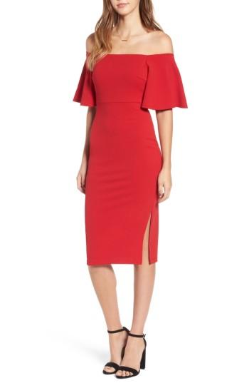 Women's Soprano Off The Shoulder Ponte Body-con Dress - Red
