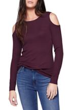 Petite Women's Sanctuary Bowery Cold Shoulder Thermal Tee P - Burgundy
