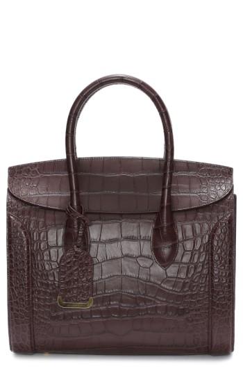Aleander Mcqueen Large Heroine Croc Embossed Calfskin Shopper -