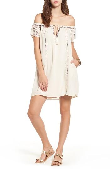 Women's Lush Embroidered Off The Shoulder Dress - Ivory