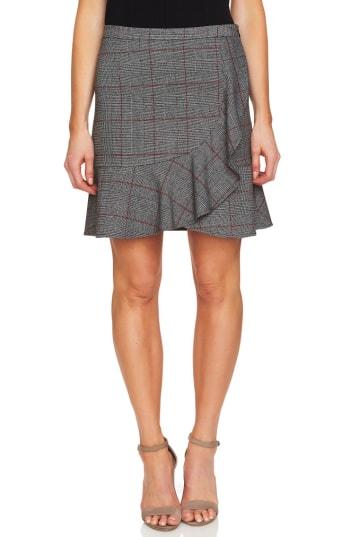 Women's Cece Ruffled Menswear Plaid Skirt - Grey