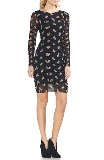 Women's Vince Camuto Paisley Estate Mesh Body-con Dress, Size - Black