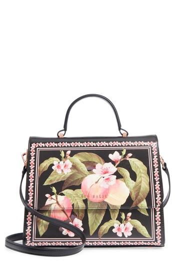 Ted Baker London Jarita Peach Blossom Faux Leather Top Handle Satchel - Black