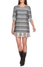 Women's 1.state Rustic Tweed Fringe Hem Dress - Blue