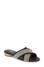 Women's Vaneli Baret Embellished Cross Strap Slide Sandal .5 M - Black