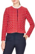 Women's Sandro Tessy Check Tweed Jacket - Red