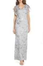 Women's Adrianna Papell Embroidered Gown - Metallic