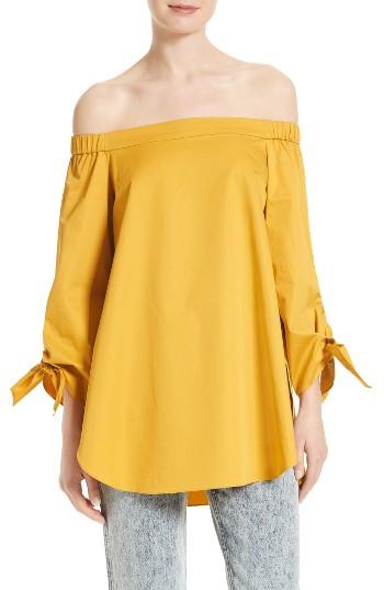 Women's Tibi Satin Poplin Off The Shoulder Top