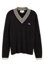 Men's Gucci Bee Applique Wool Pullover Sweater