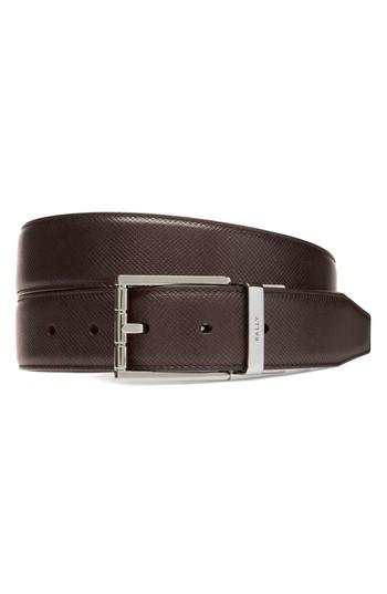 Men's Bally Astor Reversible Leather Belt, Size - Coffee