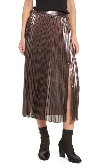 Women's Trouve Metallic Pleated Skirt - Purple